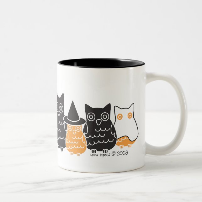 Halloween Owls Two-Tone Coffee Mug (Right)