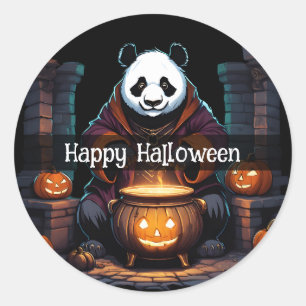 Halloween Panda Classic Round Sticker