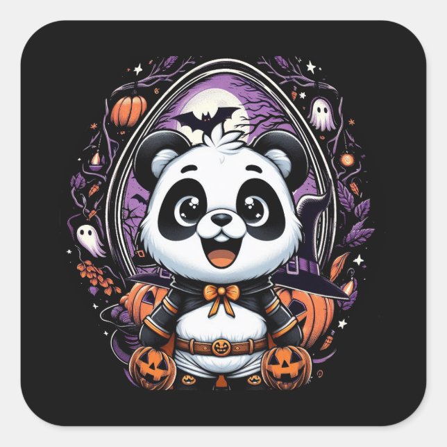Halloween Panda Classic Square Sticker (Front)