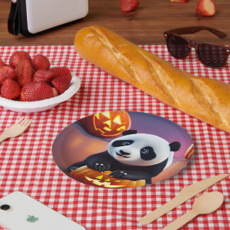 halloween panda paper plate