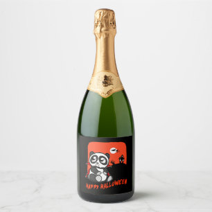 halloween panda  sparkling wine label