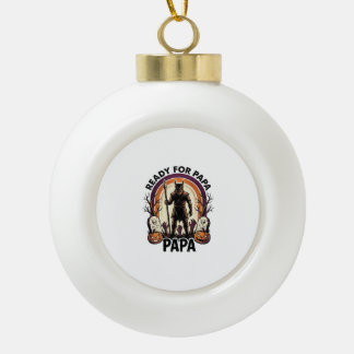 Halloween Papa Shirt Vintage Graveyard Sunset Desi Ceramic Ball Christmas Ornament