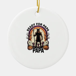 Halloween Papa Shirt Vintage Graveyard Sunset Desi Ceramic Tree Decoration