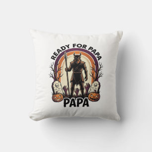 Halloween Papa Shirt Vintage Graveyard Sunset Desi Cushion