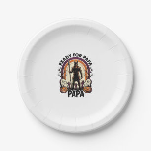 Halloween Papa Shirt Vintage Graveyard Sunset Desi Paper Plate