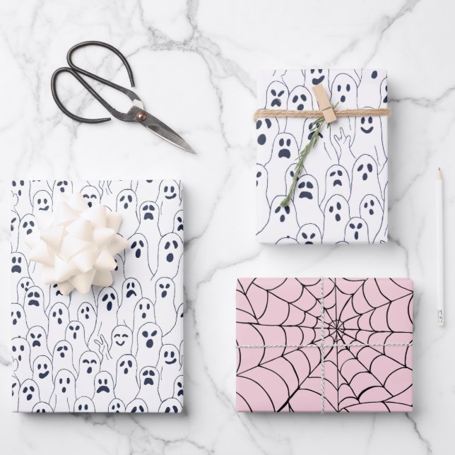 Halloween Paper - ghosts and spider web (Front)