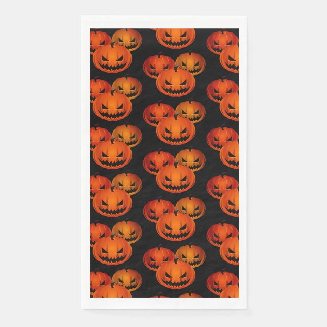 Halloween Paper Guest Towel-Scary Pumpkins      Napkin (Front)
