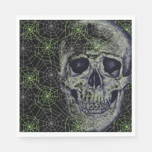 Halloween Paper Napkins-Skull & Webs Napkin