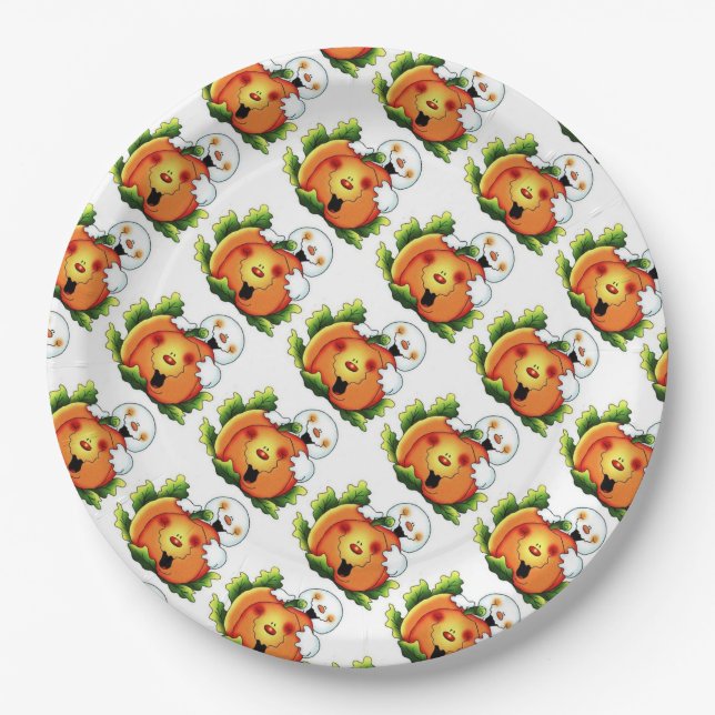 Halloween Paper Plates 9"/Pumpkin and Ghost (Front)