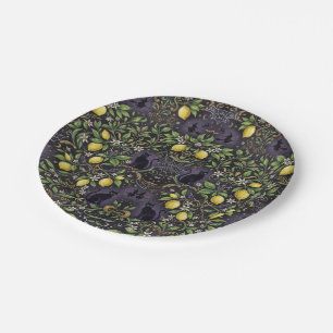 Halloween Paper Plates Gothic Lemon Pattern
