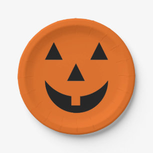 Halloween Paper Plates-Pumpkin Face Plate