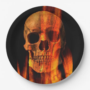 Halloween Paper Plates/Skull on Fire Plate