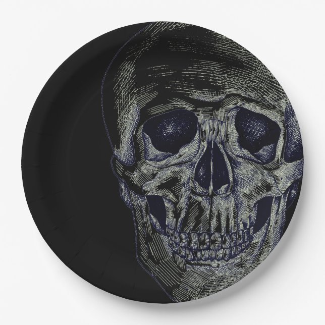 Halloween Paper Plates-Skull Paper Plate (Front)