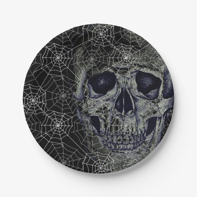 Halloween Paper Plates-Skull Paper Plate (Front)
