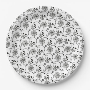 Halloween Paper Plates/Skulls and Spider Webs Plate