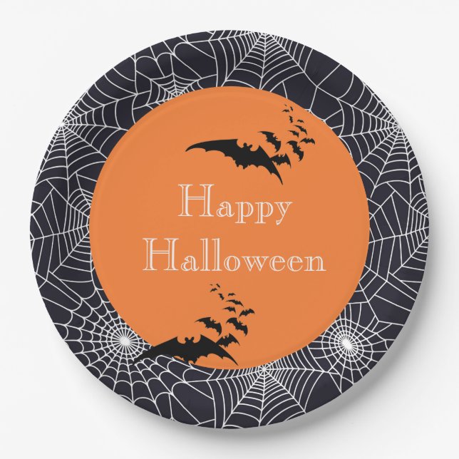 Halloween Paper Plates-Spider Webs Paper Plate (Front)