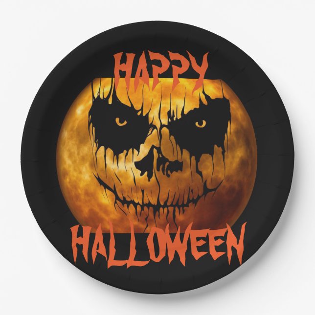 Halloween Paper Plates/Spooky Moons Plate (Front)