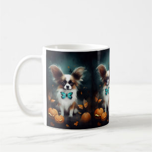 Halloween Papillon With Pumpkins Scary  Coffee Mug