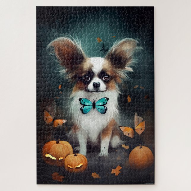 Halloween Papillon With Pumpkins Scary  Jigsaw Puzzle (Vertical)