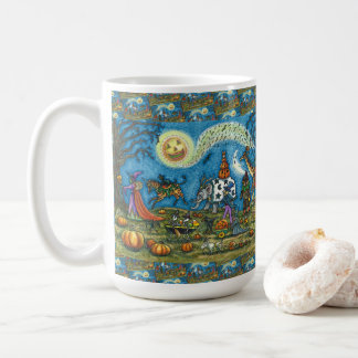HALLOWEEN PARADE Witch Giraffe Bear Zebra Skellies Coffee Mug