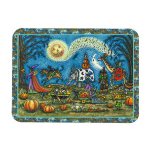 HALLOWEEN PARADE Witch Giraffe Bear Zebra Skellies Magnet