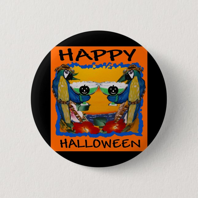 HALLOWEEN PARROTS 6 CM ROUND BADGE (Front)