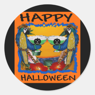 HALLOWEEN PARROTS CLASSIC ROUND STICKER