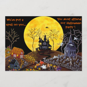 Halloween,part,invitations,haunted,house,witch Invitation