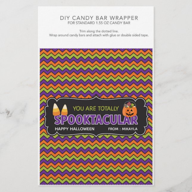 Halloween Party 1.55 oz Candy Bar Wrapper (Front)