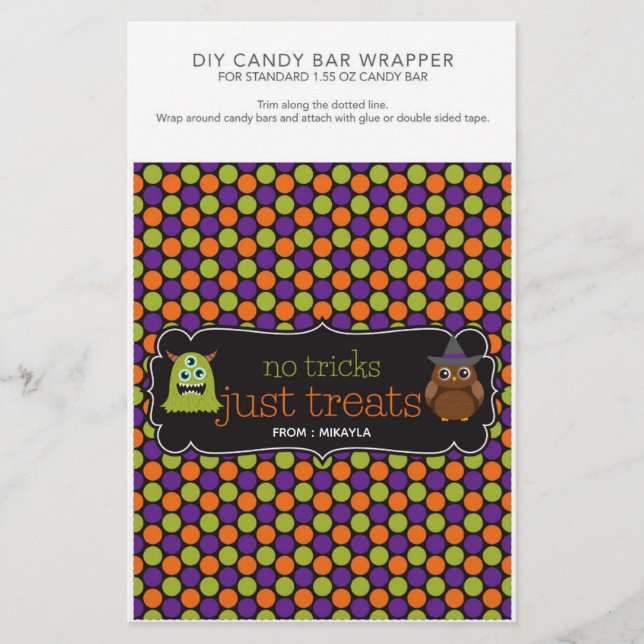 Halloween Party 1.55 oz Candy Bar Wrapper (Front)