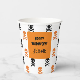 Halloween Party Add Name Kids Birthday Paper Cups