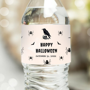 Halloween Party Adult Vintage Gothic Skull Water Bottle Label