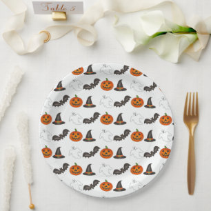 Halloween Party Bat Pumpkin Witch Ghost Paper Plate