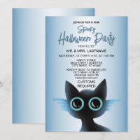 Halloween Party Big Eyes Black Blue Evil Cat