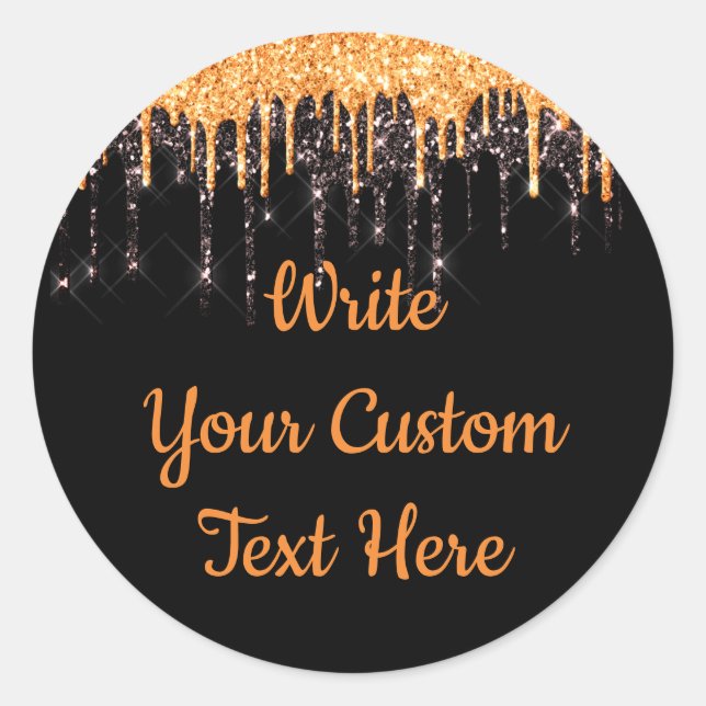 Halloween Party Birthday Favour Orange Black Drip Classic Round Sticker (Front)