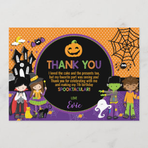 Halloween Party Birthday Party Thank You Card