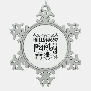 Halloween Party Birthday Snowflake Pewter Christmas Ornament