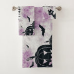 Halloween Party Black Cat Evil Pumpkins Scary Owls Bath Towel Set<br><div class="desc">Halloween Party Black Cat Evil Pumpkins Scary Owls Bath Towel Set. Unique,  beautiful,  stylish design. Easy to be personalised. Font style,  size and colours can be changed. Matching items are available.</div>