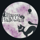 Halloween Party Black Cat Evil Pumpkins Scary Owls Classic Round Sticker<br><div class="desc">Halloween Party Black Cat Evil Pumpkins Scary Owls Classic Round Sticker. Unique,  beautiful,  stylish design. Easy to be personalised. Font style,  size and colours can be changed. Matching items are available.</div>