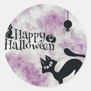 Halloween Party Black Cat Evil Pumpkins Scary Owls Classic Round Sticker