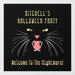 Halloween Party Black Cat Hissing Window Cling