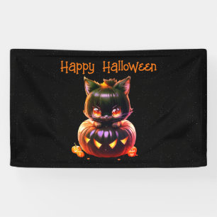 Halloween Party Black Cat Pumpkin Horror Scary Banner