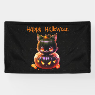 Halloween Party Black Cat Pumpkin Horror Scary Banner
