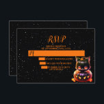 Halloween Party Black Cat Pumpkin Horror Scary RSVP Card<br><div class="desc">Halloween Party Black Cat Pumpkin Horror Scary RSVP Card. Unique,  beautiful,  stylish design. Easy to be personalised. Font style,  size and colours can be changed. Matching items are available.</div>