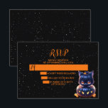 Halloween Party Black Cat Pumpkin Horror Scary RSVP Card<br><div class="desc">Halloween Party Black Cat Pumpkin Horror Scary RSVP Card. Unique,  beautiful,  stylish design. Easy to be personalised. Font style,  size and colours can be changed. Matching items are available.</div>