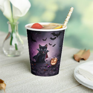 Halloween Party Black Cat Vampire Cute Paper Cups