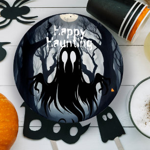 Halloween Party Black Ghost Boos and Booze  Paper Plate