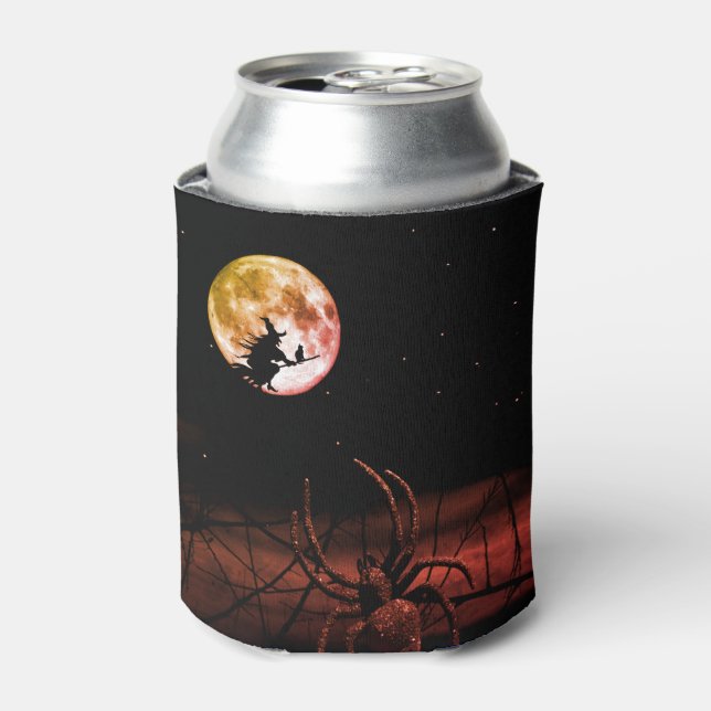 Halloween Party Black Night Full Moon Scary Can Cooler (Can Front)