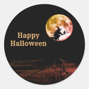 Halloween Party Black Night Full Moon Scary Classic Round Sticker