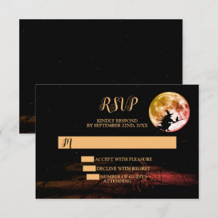 Halloween Party Black Night Full Moon Scary RSVP Card